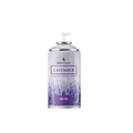 Aerosol scent spray can with lavender design on a white background