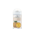 Pineapple-scented deodorant spray bottle on a white background